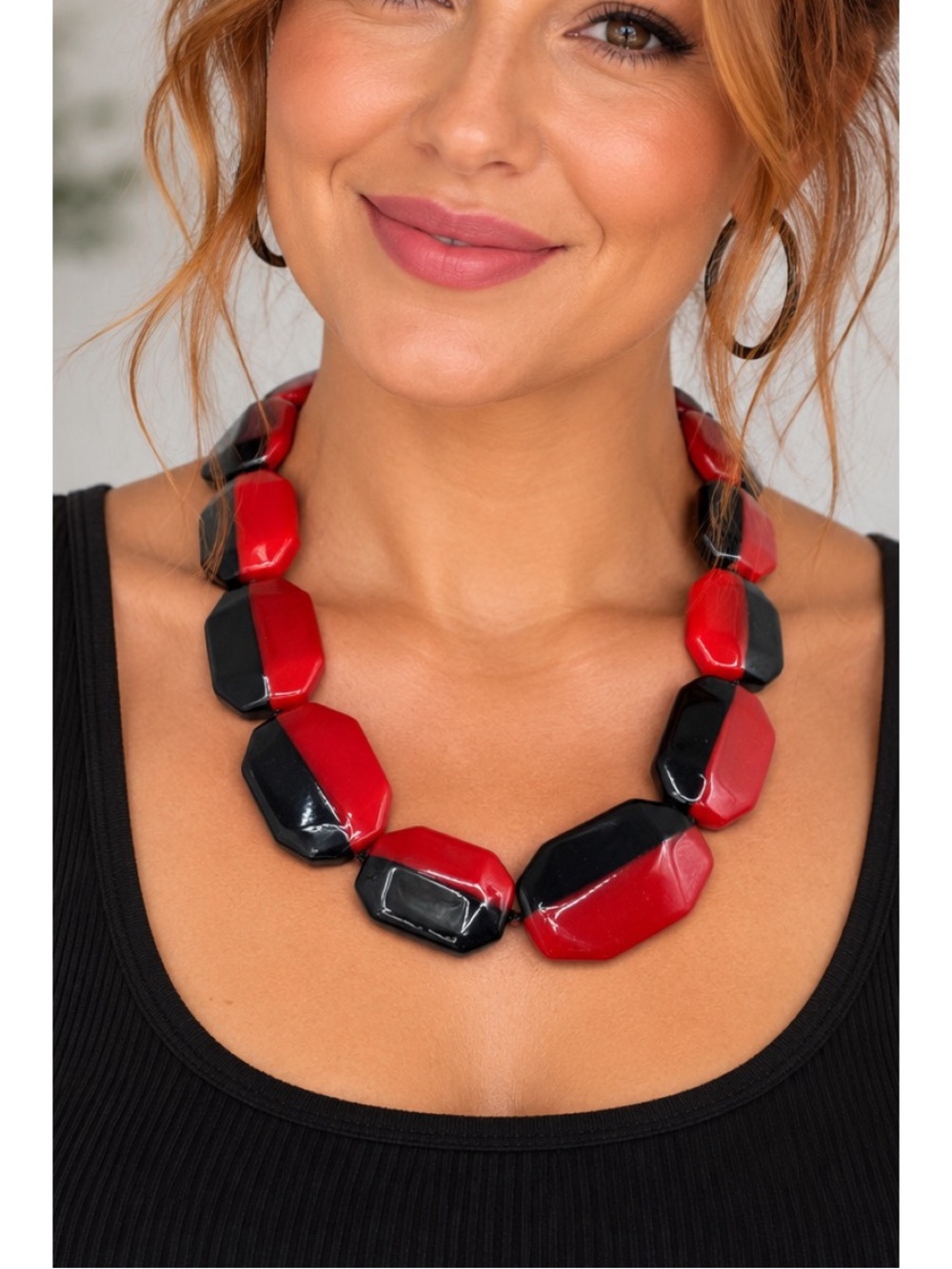 Vintage Red & Black Statement Necklace